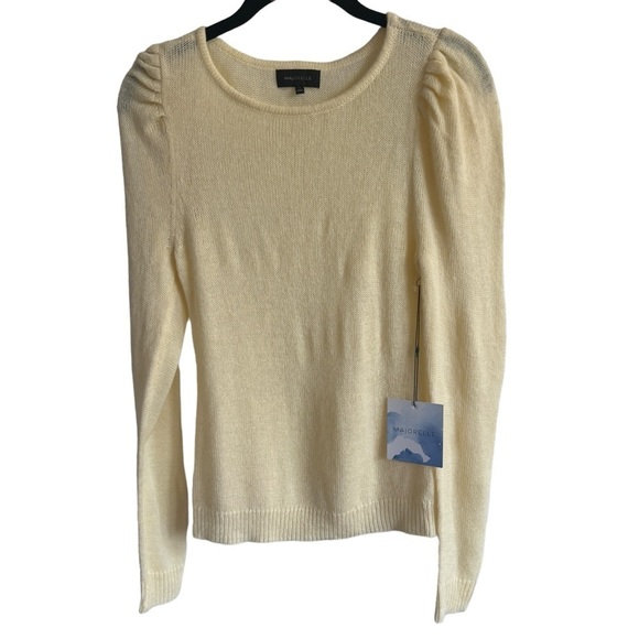 NWT Majorelle Pale Yellow Puffed Sleeve Lightweight Sweater, Size S - Picture 1 of 6